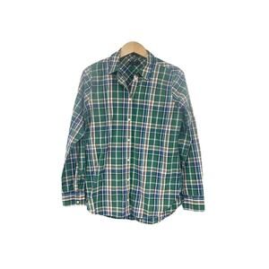J Crew Green Blue Womens Button Up Plaid Shirt Womens XS